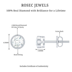 Minimal Bezel Set Diamond Everyday Earrings with Screw Back