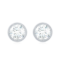 Minimal Bezel Set Diamond Everyday Earrings with Screw Back