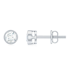 Minimal Bezel Set Diamond Everyday Earrings with Screw Back