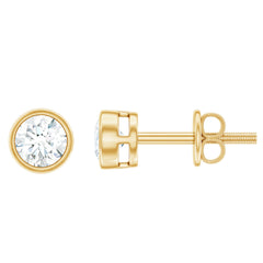 Minimal Bezel Set Diamond Everyday Earrings with Screw Back