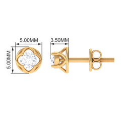 Round Diamond Solitaire Stud Earrings with Screw Back