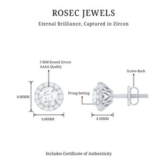 1 CT Zircon Classic Halo Stud Earrings
