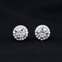 1 CT Zircon Classic Halo Stud Earrings