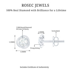 Real Diamond Swirl Stud Earrings for Women