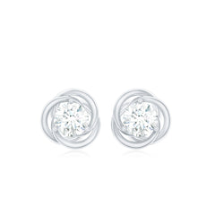 Real Diamond Swirl Stud Earrings for Women