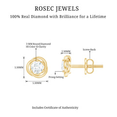 Real Diamond Swirl Stud Earrings for Women