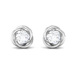 3/4 CT Zircon Solitaire Stud Earrings with Swirl Details