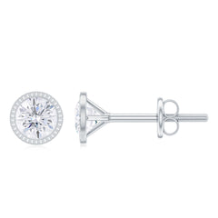 Round Diamond Solitaire Stud Earrings in Bezel Setting