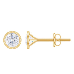Round Diamond Solitaire Stud Earrings in Bezel Setting