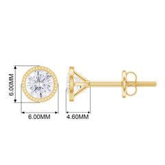 Round Diamond Solitaire Stud Earrings in Bezel Setting