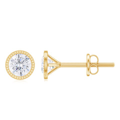 Round Diamond Solitaire Stud Earrings in Bezel Setting