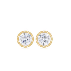 Round Diamond Solitaire Stud Earrings in Bezel Setting