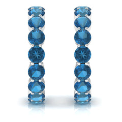 Real London Blue Topaz Hoop Earrings For Women
