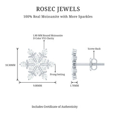 Moissanite Snowflake Stud Earrings for Her