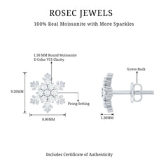 Certified Moissanite Winter Snowflake Stud Earrings