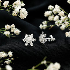 Certified Moissanite Winter Snowflake Stud Earrings