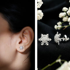 Certified Moissanite Winter Snowflake Stud Earrings