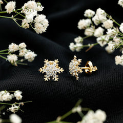 Certified Moissanite Winter Snowflake Stud Earrings