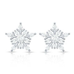Certified Moissanite Snowflake Stud Earrings for Women