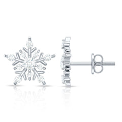 Certified Moissanite Snowflake Stud Earrings for Women