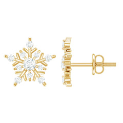 Certified Moissanite Snowflake Stud Earrings for Women
