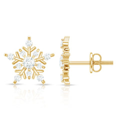 Certified Moissanite Snowflake Stud Earrings for Women