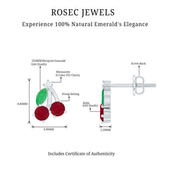 Natural Ruby and Emerald Cherry Earrings with Certificate