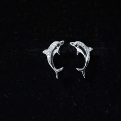 Cute Dolphin Stud Earrings with Moissanite
