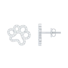 Moissanite Paw Print Earrings With Certificate