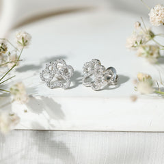 Moissanite Paw Print Earrings With Certificate