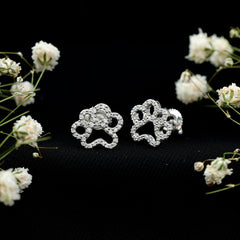 Moissanite Paw Print Earrings With Certificate
