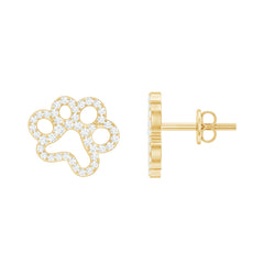 Moissanite Paw Print Earrings With Certificate