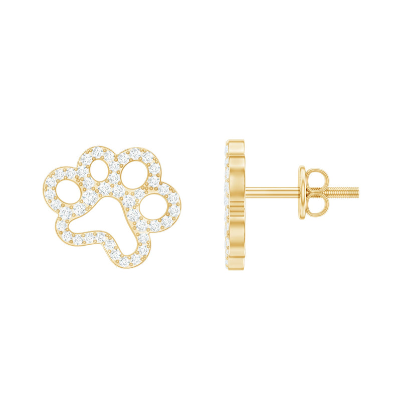 Moissanite Paw Print Earrings With Certificate