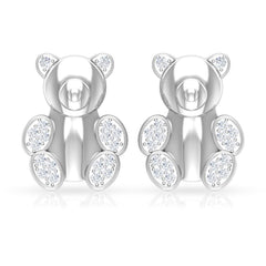 Teddy Bear Stud Earrings for Women with Diamonds