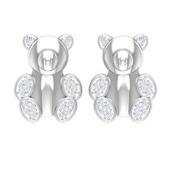 Teddy Bear Stud Earrings for Women with Diamonds