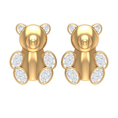 Teddy Bear Stud Earrings for Women with Diamonds