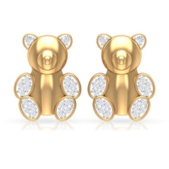 Teddy Bear Stud Earrings for Women with Diamonds