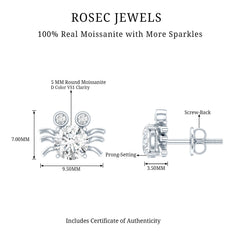 1 CT Moissanite Crab Stud Earrings with Certificate