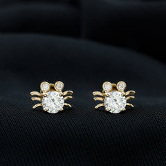 1 CT Moissanite Crab Stud Earrings with Certificate
