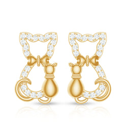 Certified Diamond Cat Stud Earrings