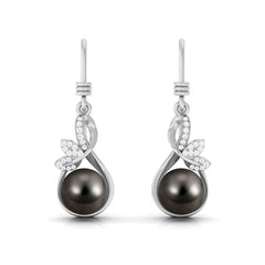 Designer 16 Carat Tahitian Pearl Drop Earrings with Diamond