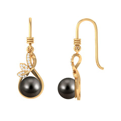Designer 16 Carat Tahitian Pearl Drop Earrings with Diamond