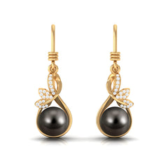 Designer 16 Carat Tahitian Pearl Drop Earrings with Diamond