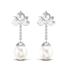 12 Carat Cultured Freshwater Pearl Dangle Chain Earrings