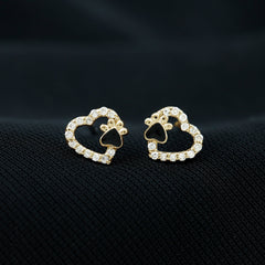 Moissanite Heart and Paw Stud Earrings with Enamel