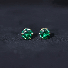 Certified Lab Created Emerald Solitaire Stud Earrings For Her