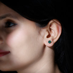 Certified Lab Created Emerald Solitaire Stud Earrings For Her