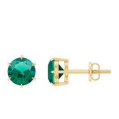 Certified Lab Created Emerald Solitaire Stud Earrings For Her