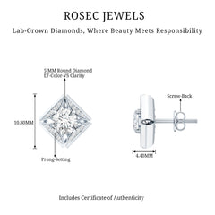 Classic Lab Grown Diamond Stud Earrings With Screw Back