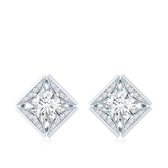 Classic Lab Grown Diamond Stud Earrings With Screw Back